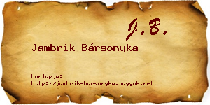 Jambrik Bársonyka névjegykártya